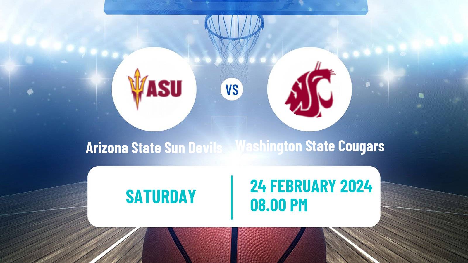 Basketball NCAA College Basketball Arizona State Sun Devils - Washington State Cougars