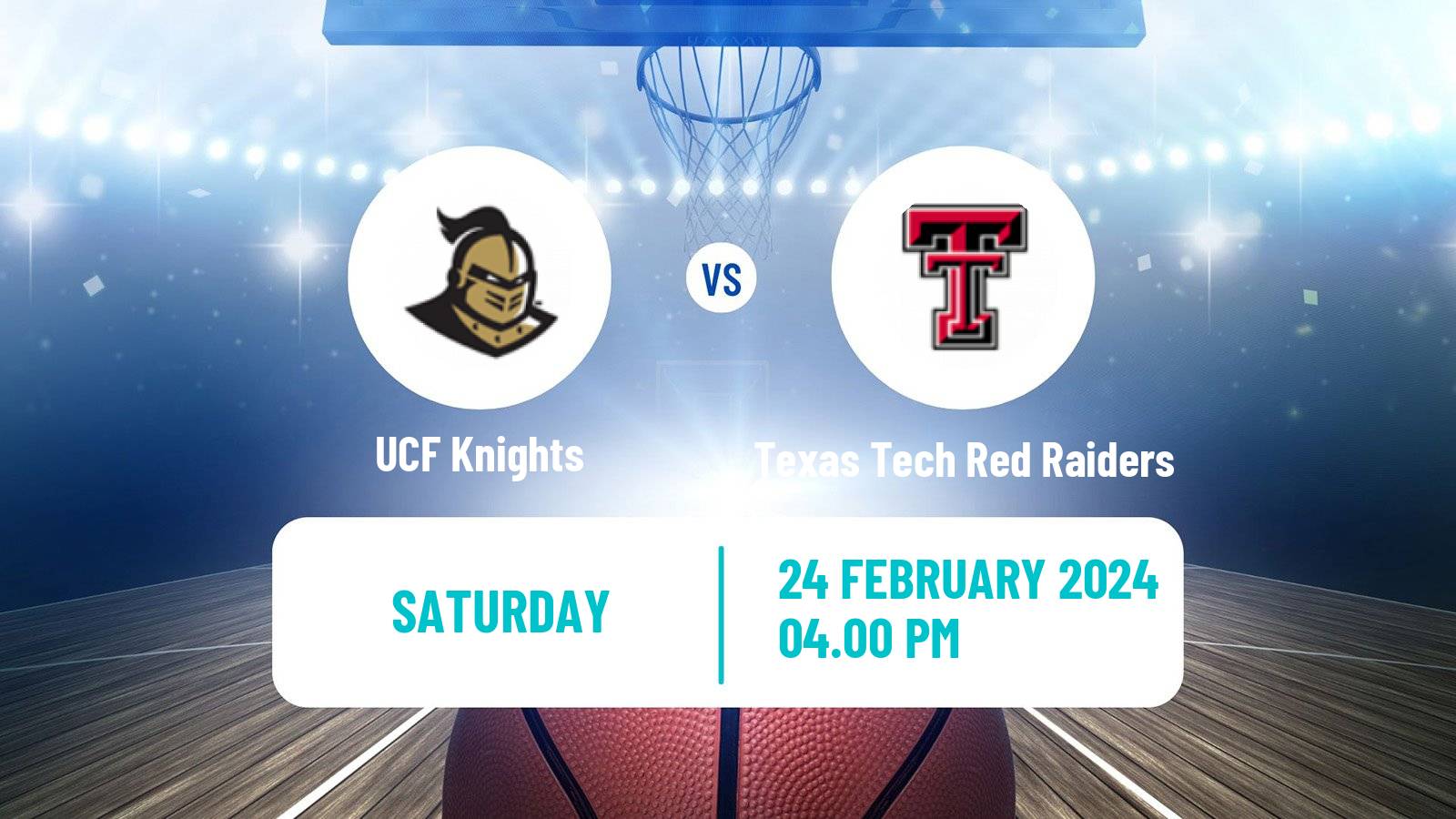 Basketball NCAA College Basketball UCF Knights - Texas Tech Red Raiders