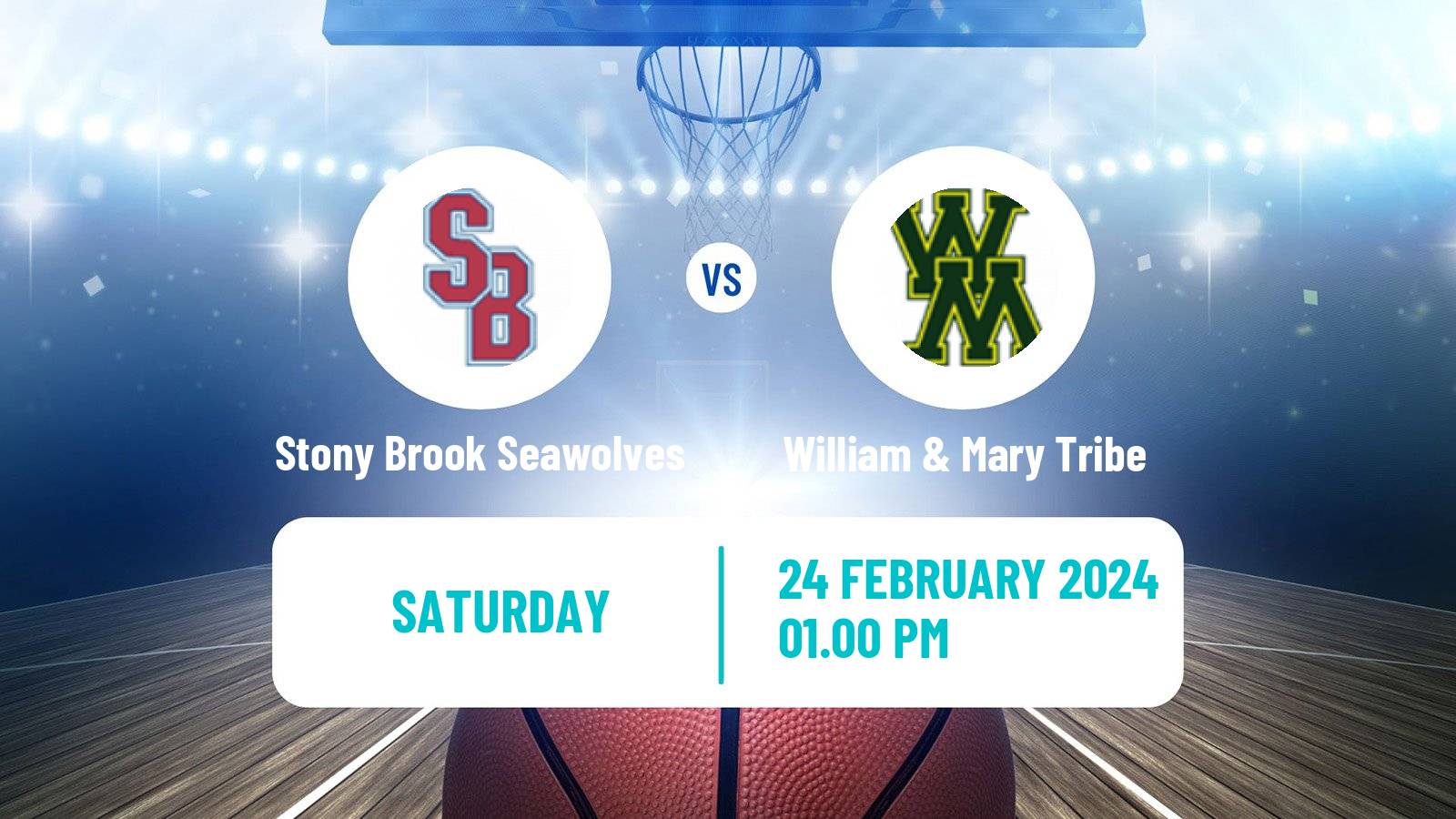 Basketball NCAA College Basketball Stony Brook Seawolves - William & Mary Tribe