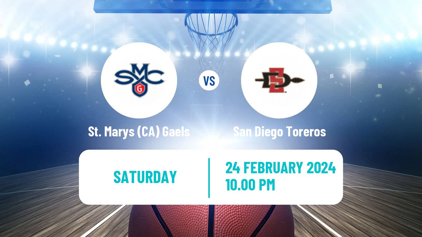 Basketball NCAA College Basketball St. Marys (CA) Gaels - San Diego Toreros