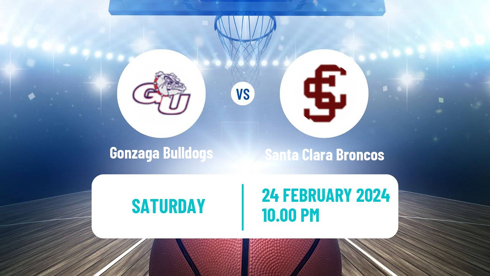 Basketball NCAA College Basketball Gonzaga Bulldogs - Santa Clara Broncos
