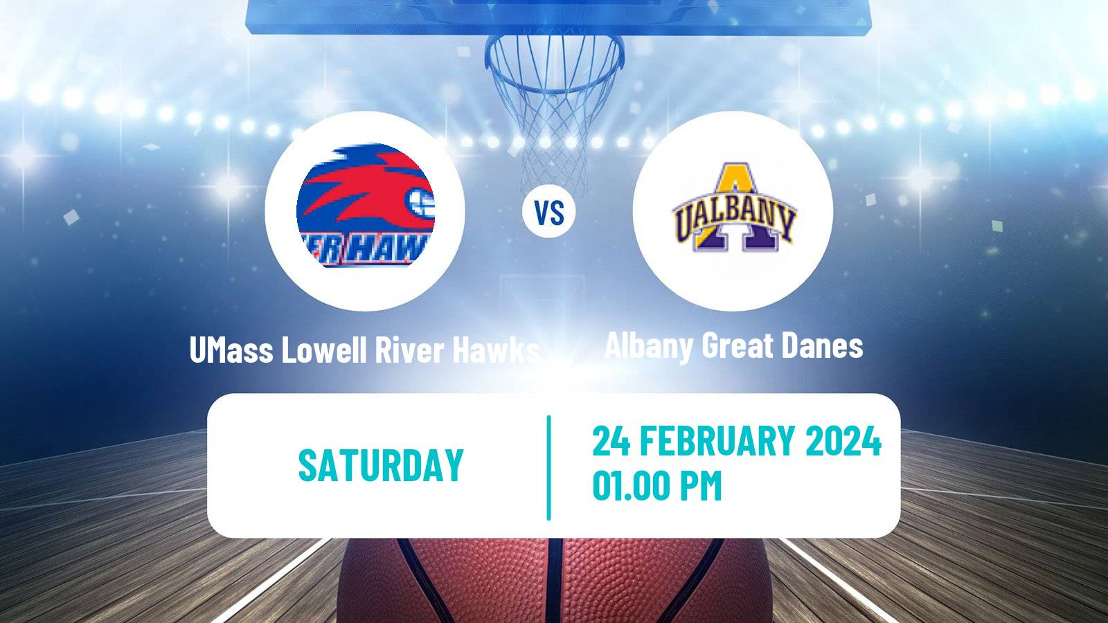 Basketball NCAA College Basketball UMass Lowell River Hawks - Albany Great Danes