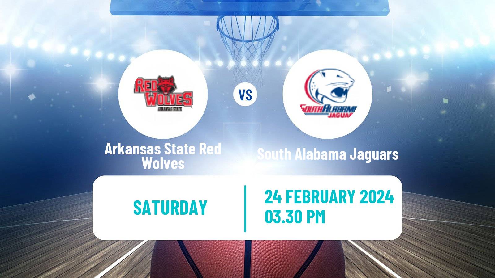 Basketball NCAA College Basketball Arkansas State Red Wolves - South Alabama Jaguars