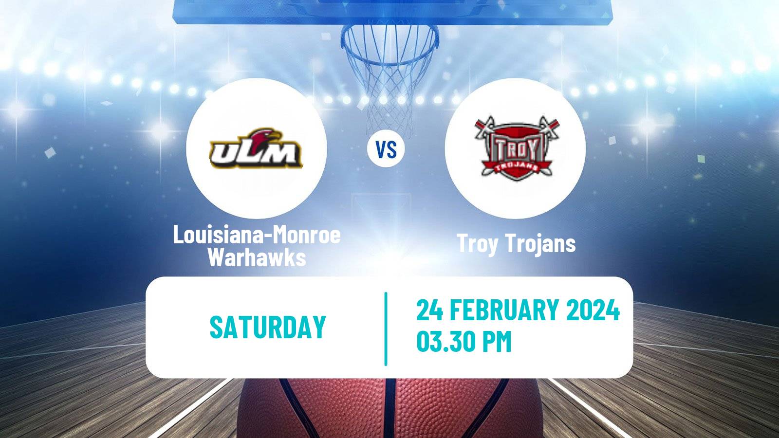 Basketball NCAA College Basketball Louisiana-Monroe Warhawks - Troy Trojans