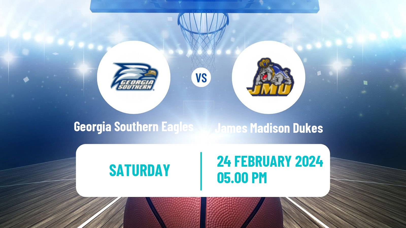 Basketball NCAA College Basketball Georgia Southern Eagles - James Madison Dukes
