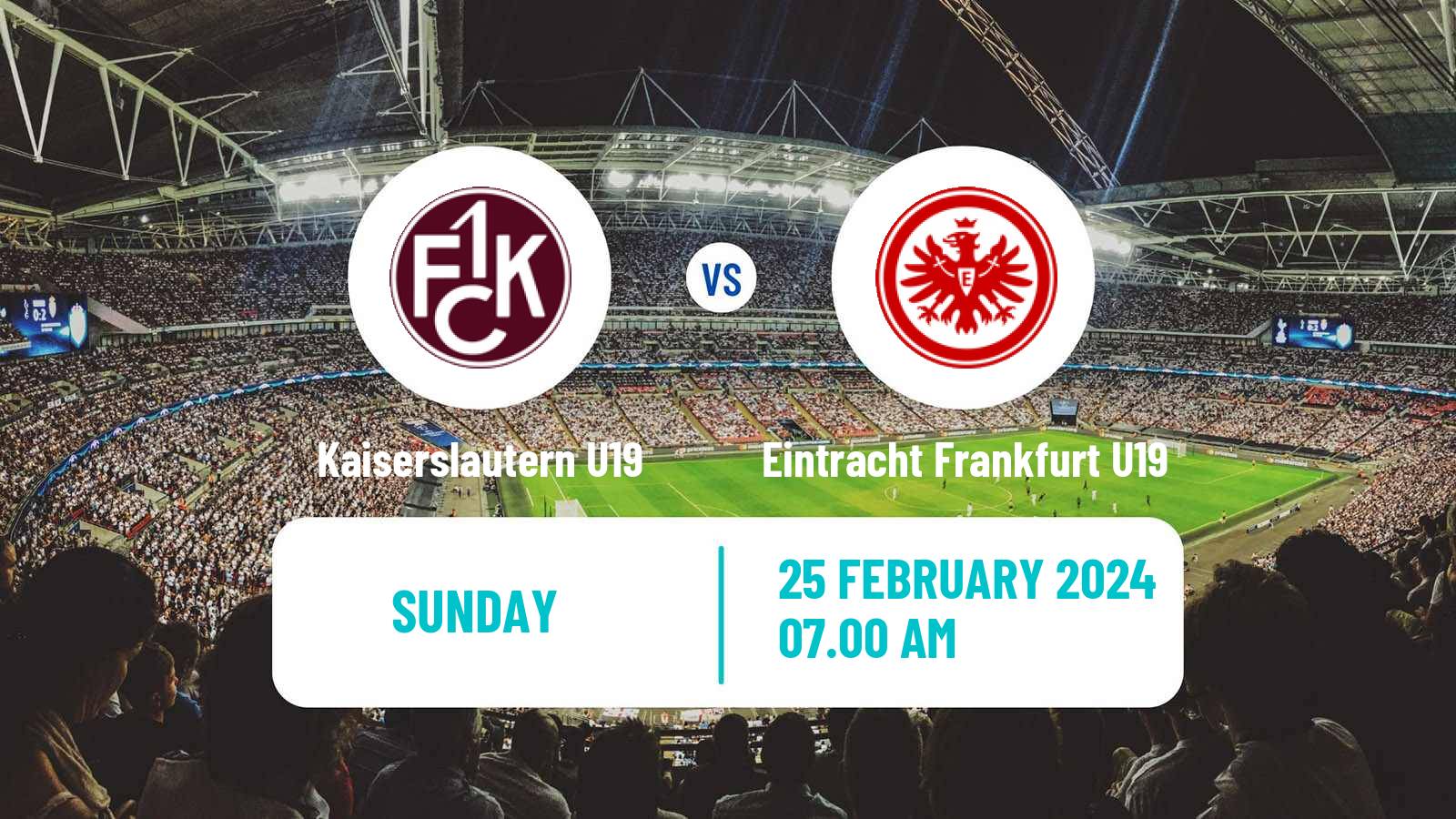 Soccer German Junioren Bundesliga South Kaiserslautern U19 - Eintracht Frankfurt U19