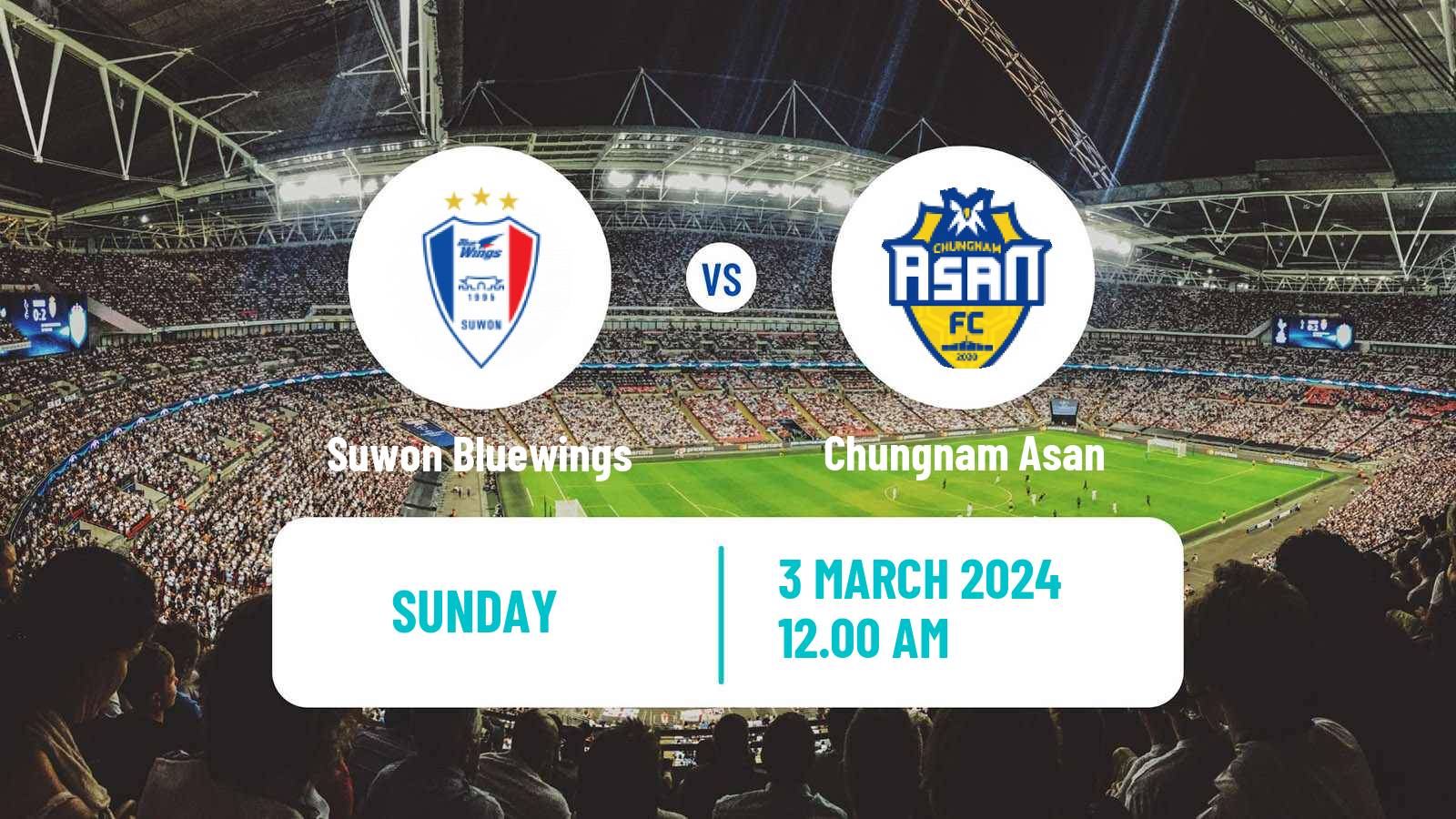 Soccer South Korean K-League 2 Suwon Bluewings - Chungnam Asan