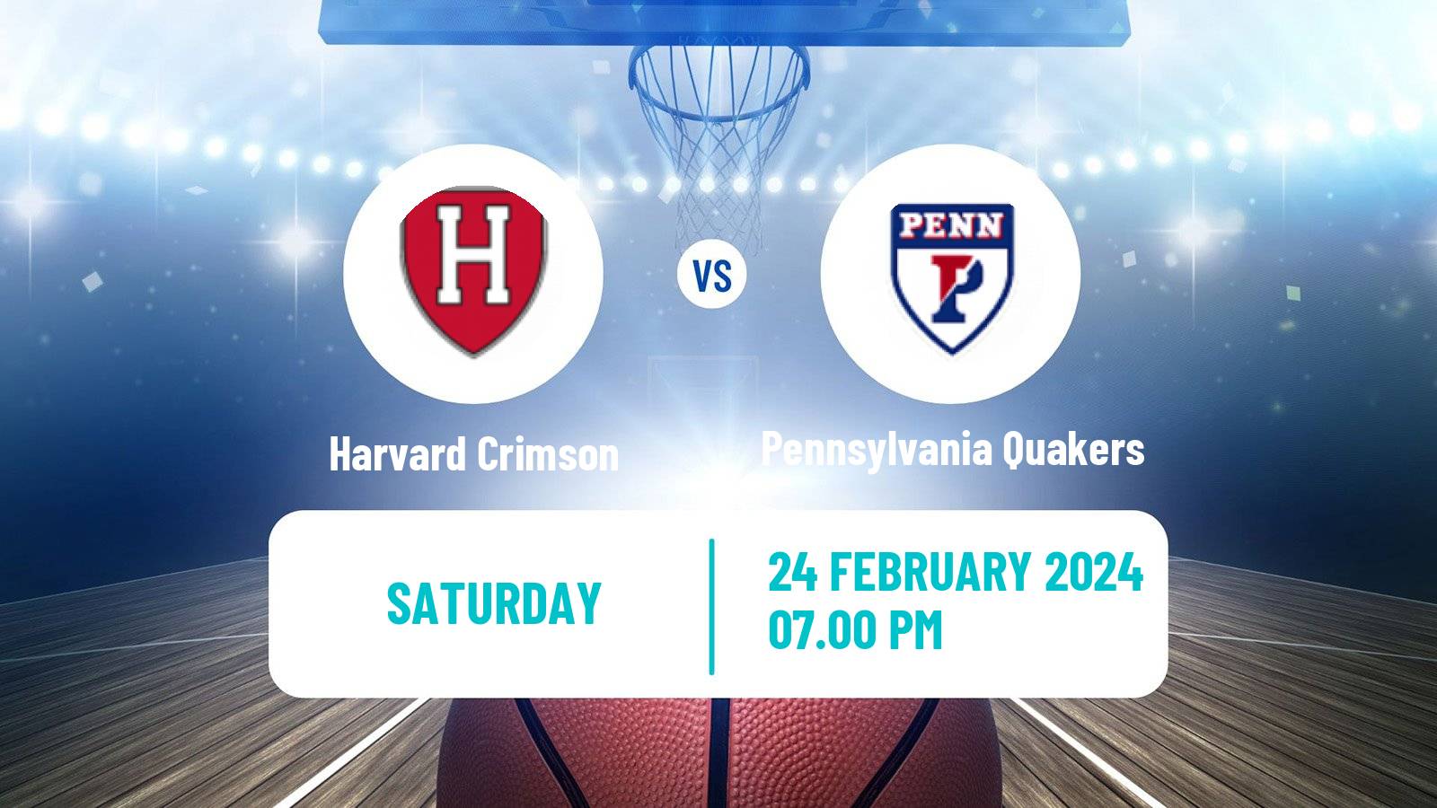 Basketball NCAA College Basketball Harvard Crimson - Pennsylvania Quakers