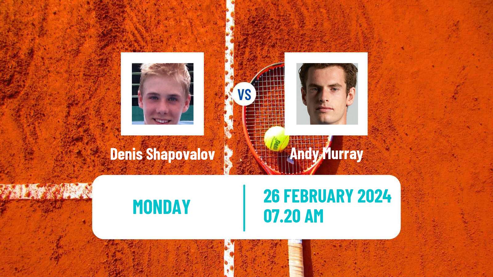 Tennis ATP Dubai Denis Shapovalov - Andy Murray