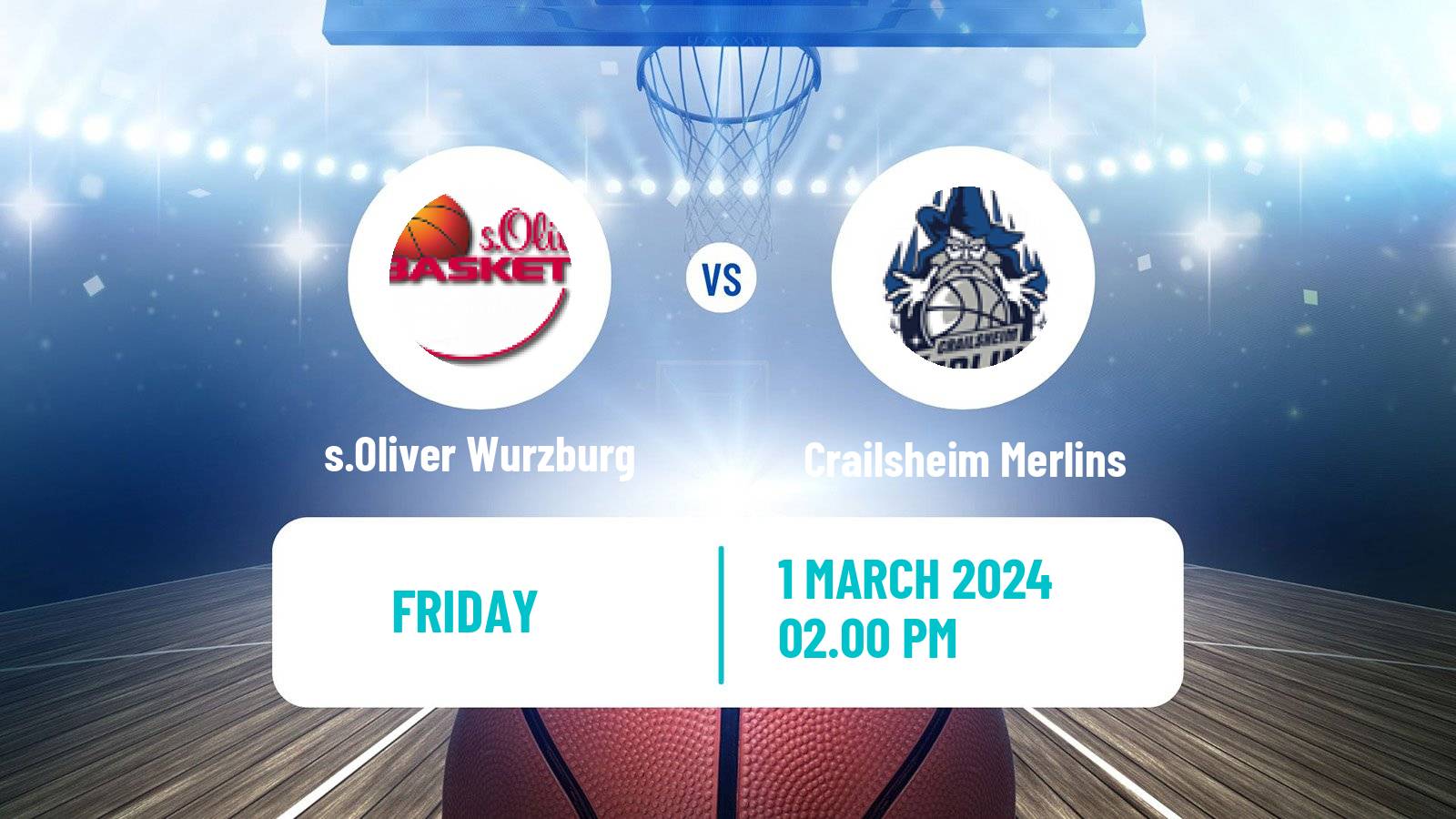 Basketball German BBL s.Oliver Wurzburg - Crailsheim Merlins