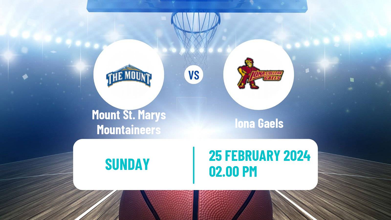 Basketball NCAA College Basketball Mount St. Marys Mountaineers - Iona Gaels