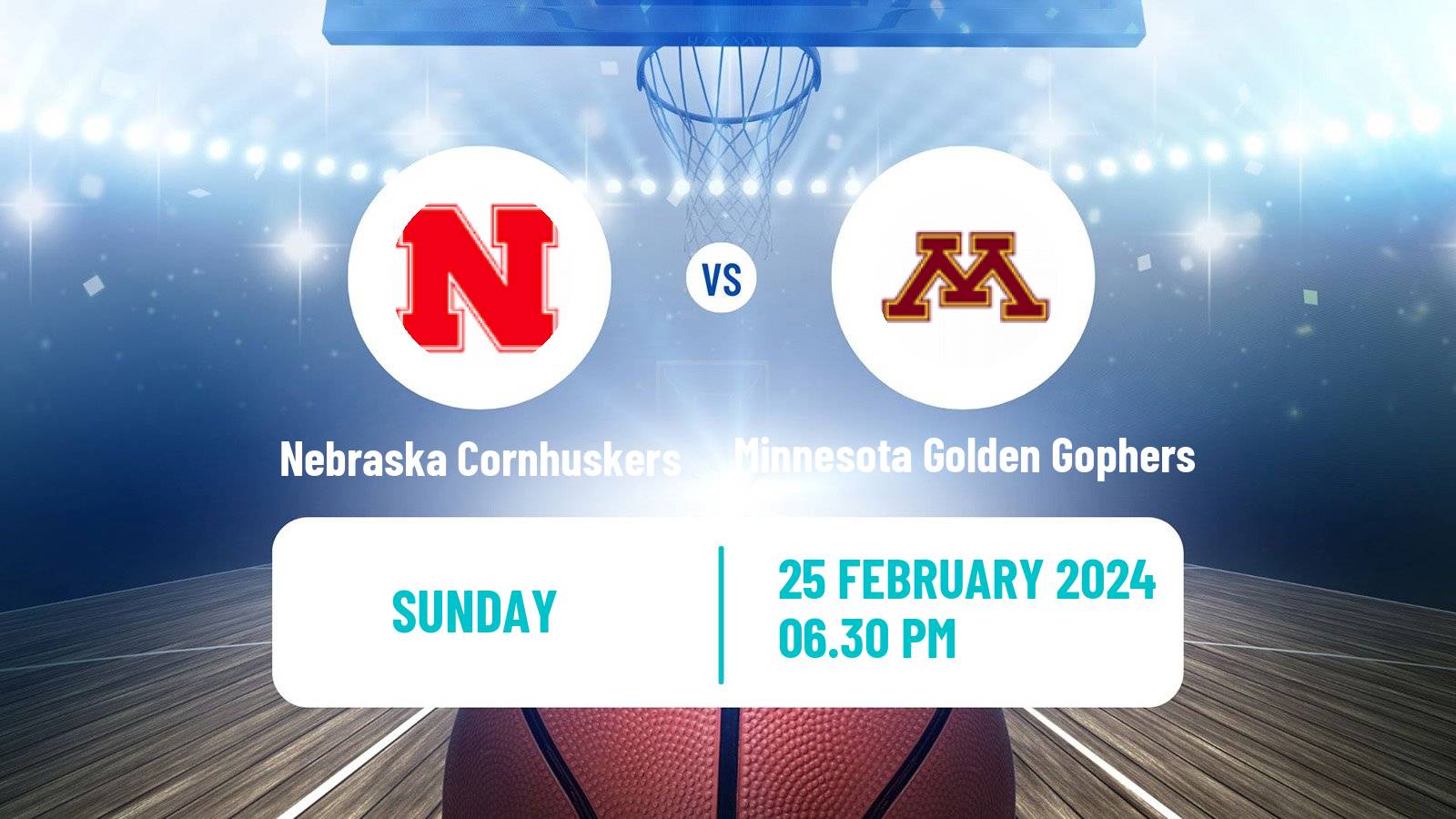 Basketball NCAA College Basketball Nebraska Cornhuskers - Minnesota Golden Gophers