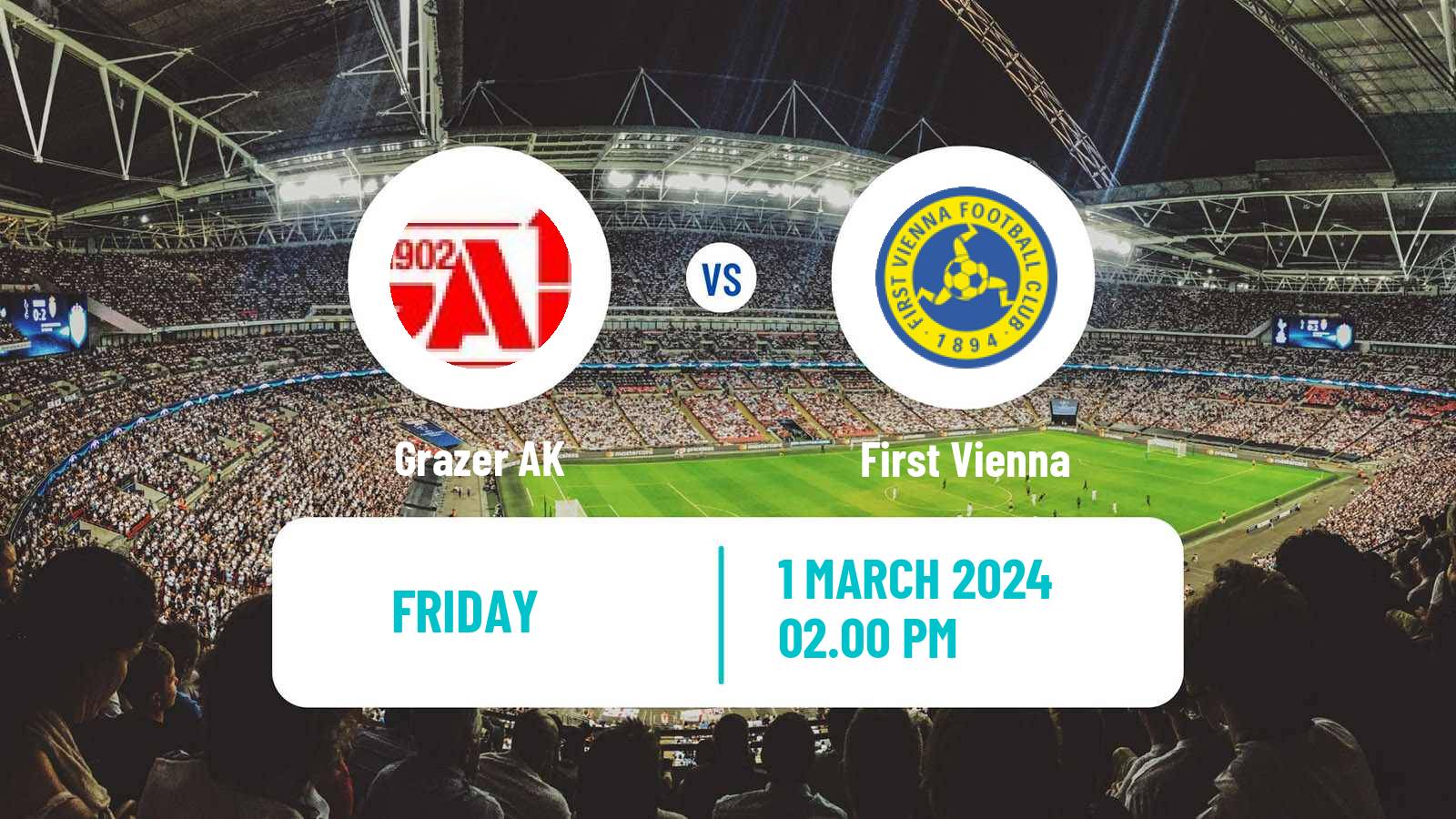 Soccer Austrian 2 Liga Grazer AK - First Vienna