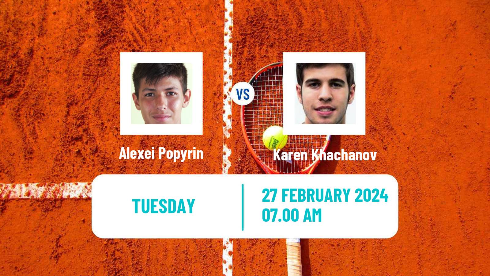 Tennis ATP Dubai Alexei Popyrin - Karen Khachanov