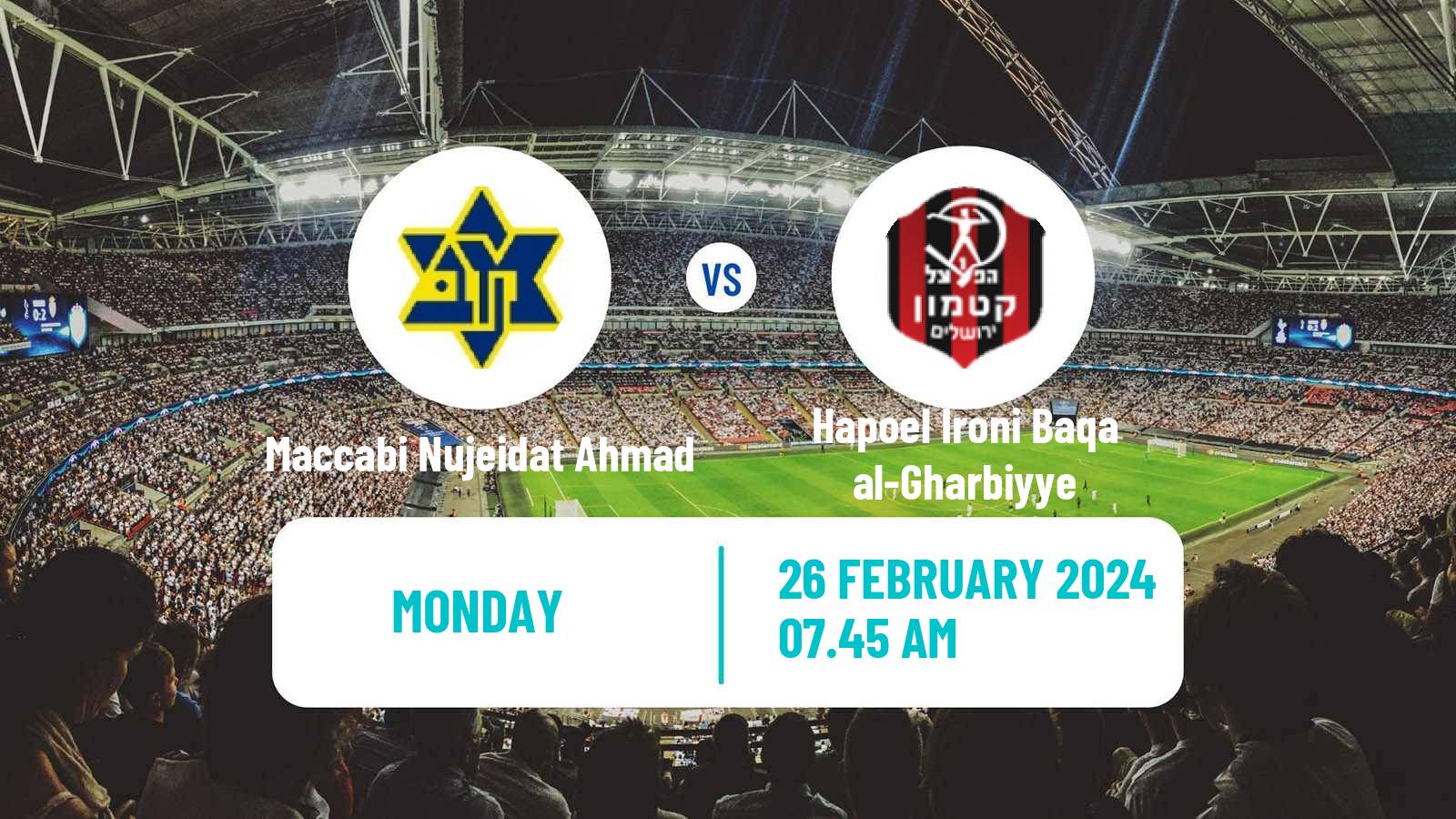 Soccer Israeli Liga Alef North Maccabi Nujeidat Ahmad - Hapoel Ironi Baqa al-Gharbiyye