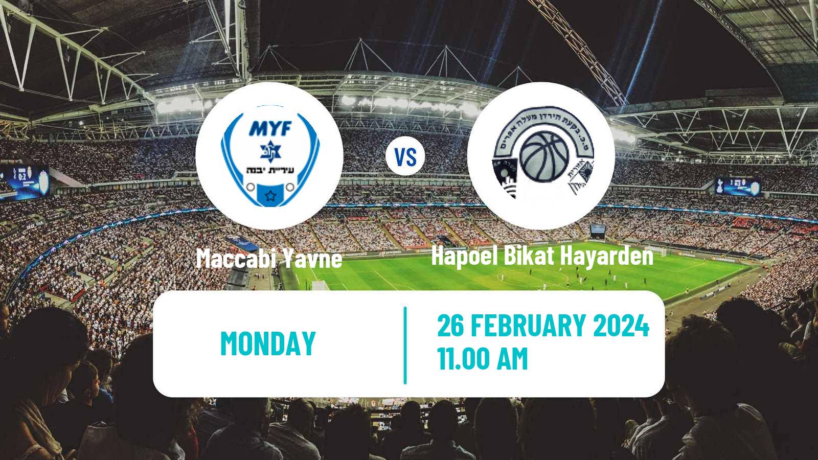 Soccer Israeli Liga Alef South Maccabi Yavne - Hapoel Bikat Hayarden