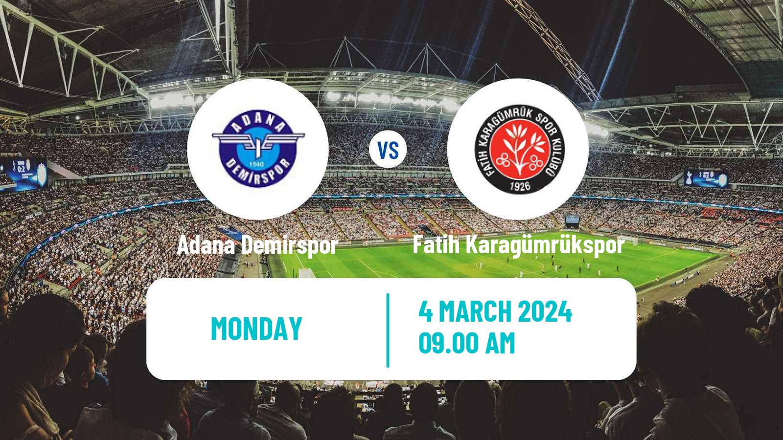 Soccer Turkish Super League Adana Demirspor - Fatih Karagümrükspor