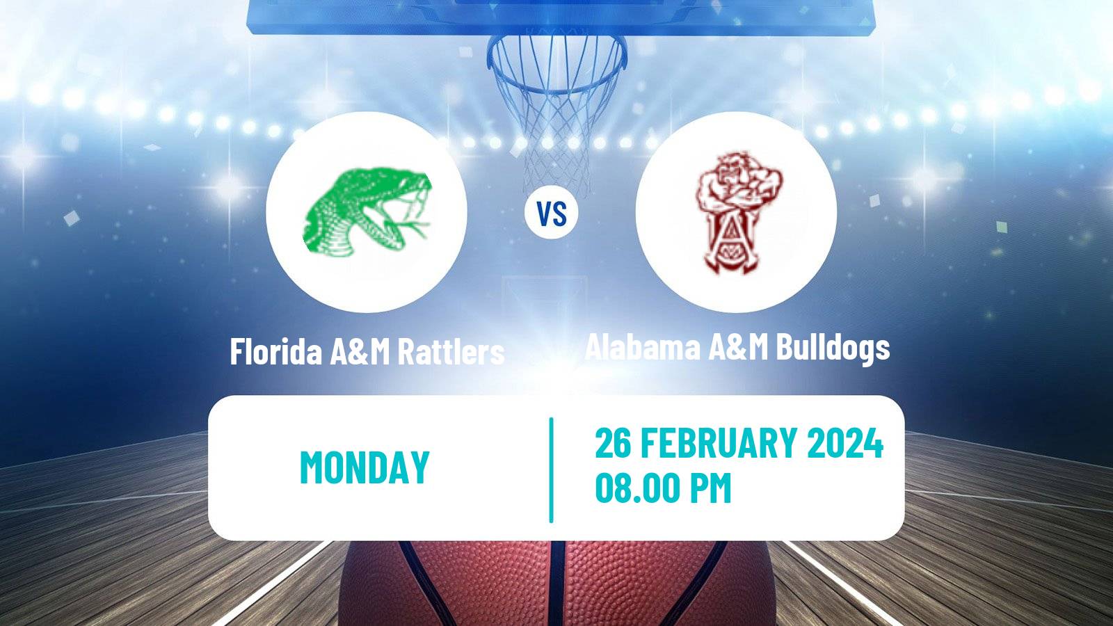 Basketball NCAA College Basketball Florida A&M Rattlers - Alabama A&M Bulldogs