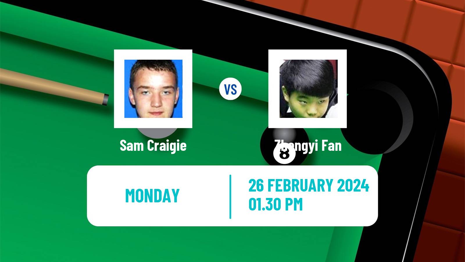 Snooker Championship League Sam Craigie - Zhengyi Fan
