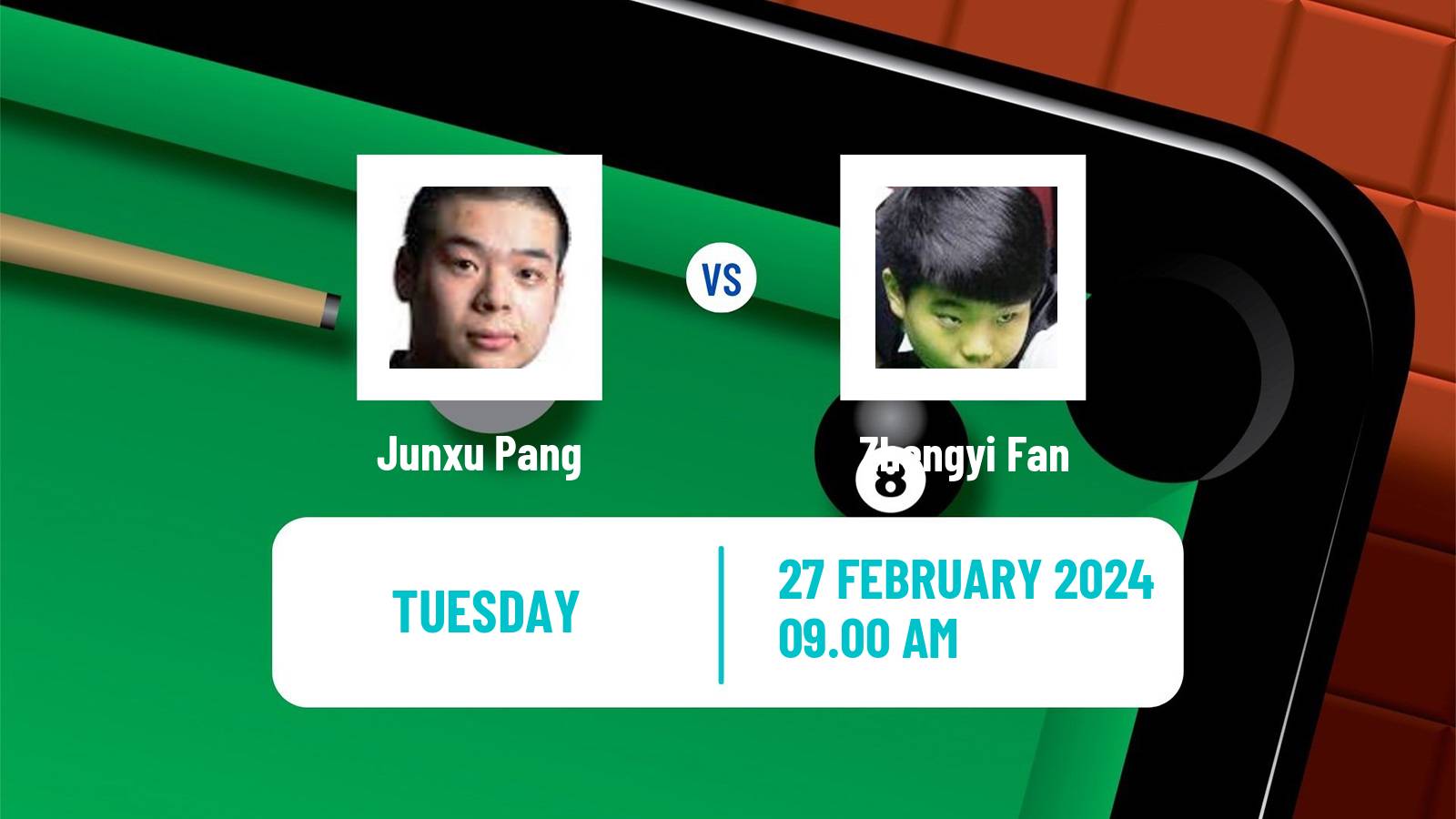 Snooker Championship League Junxu Pang - Zhengyi Fan