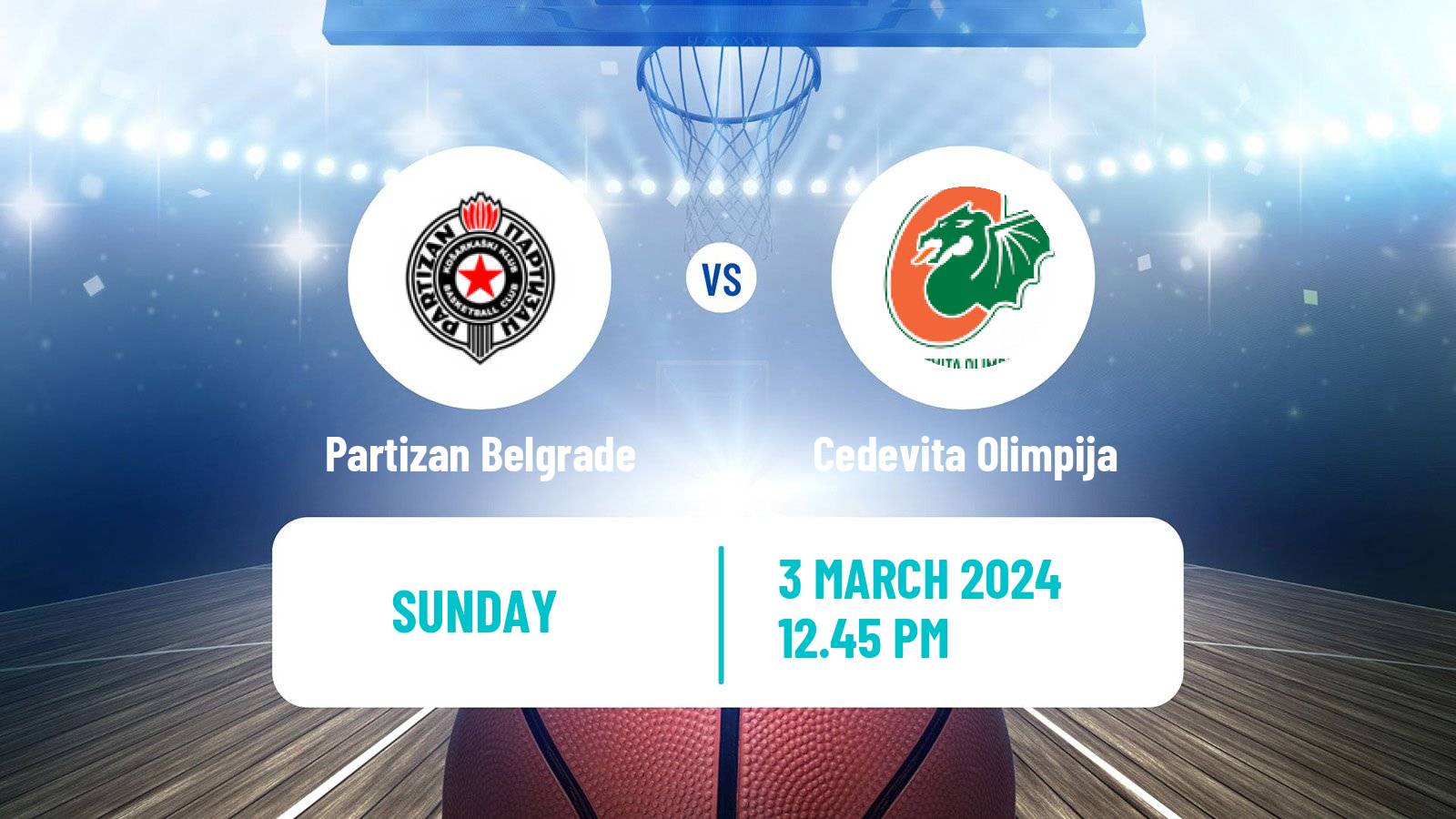 Basketball Adriatic League Partizan Belgrade - Cedevita Olimpija