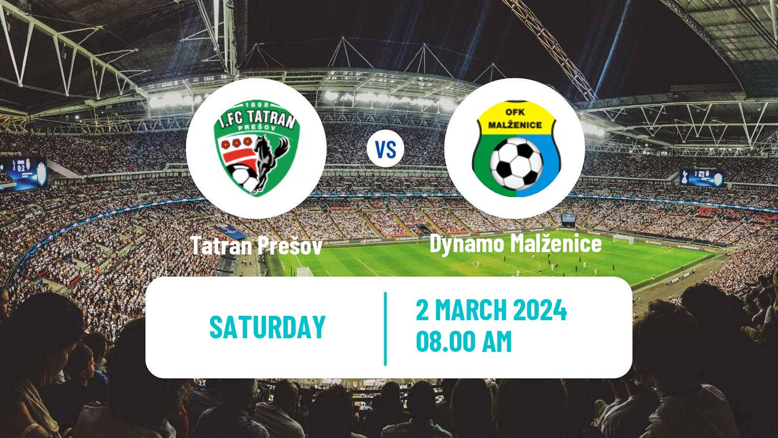 Soccer Slovak 2 Liga Tatran Prešov - Dynamo Malženice