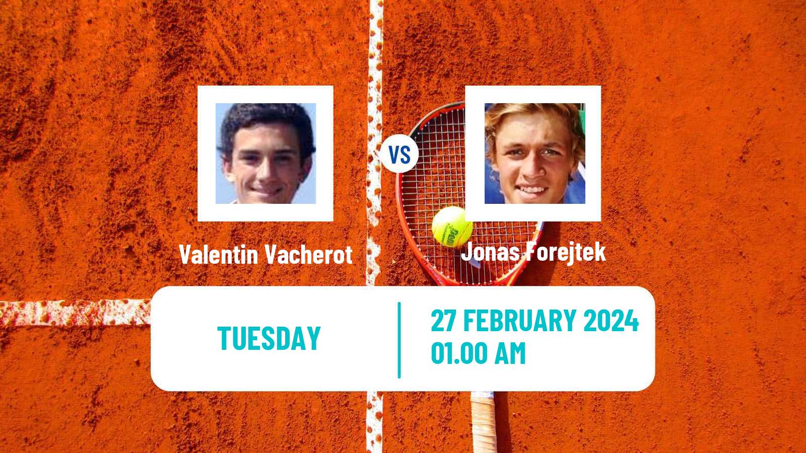 Tennis New Delhi Challenger Men Valentin Vacherot - Jonas Forejtek