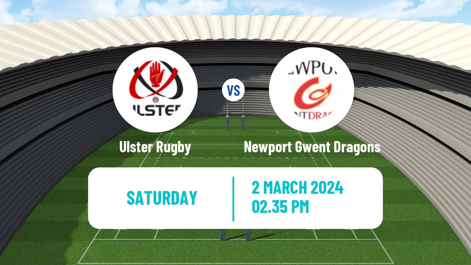 Rugby union United Rugby Championship Ulster - Newport Gwent Dragons