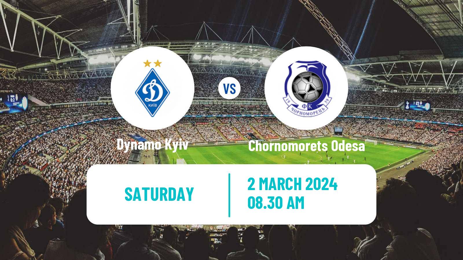 Soccer Ukrainian Premier League Dynamo Kyiv - Chornomorets Odesa