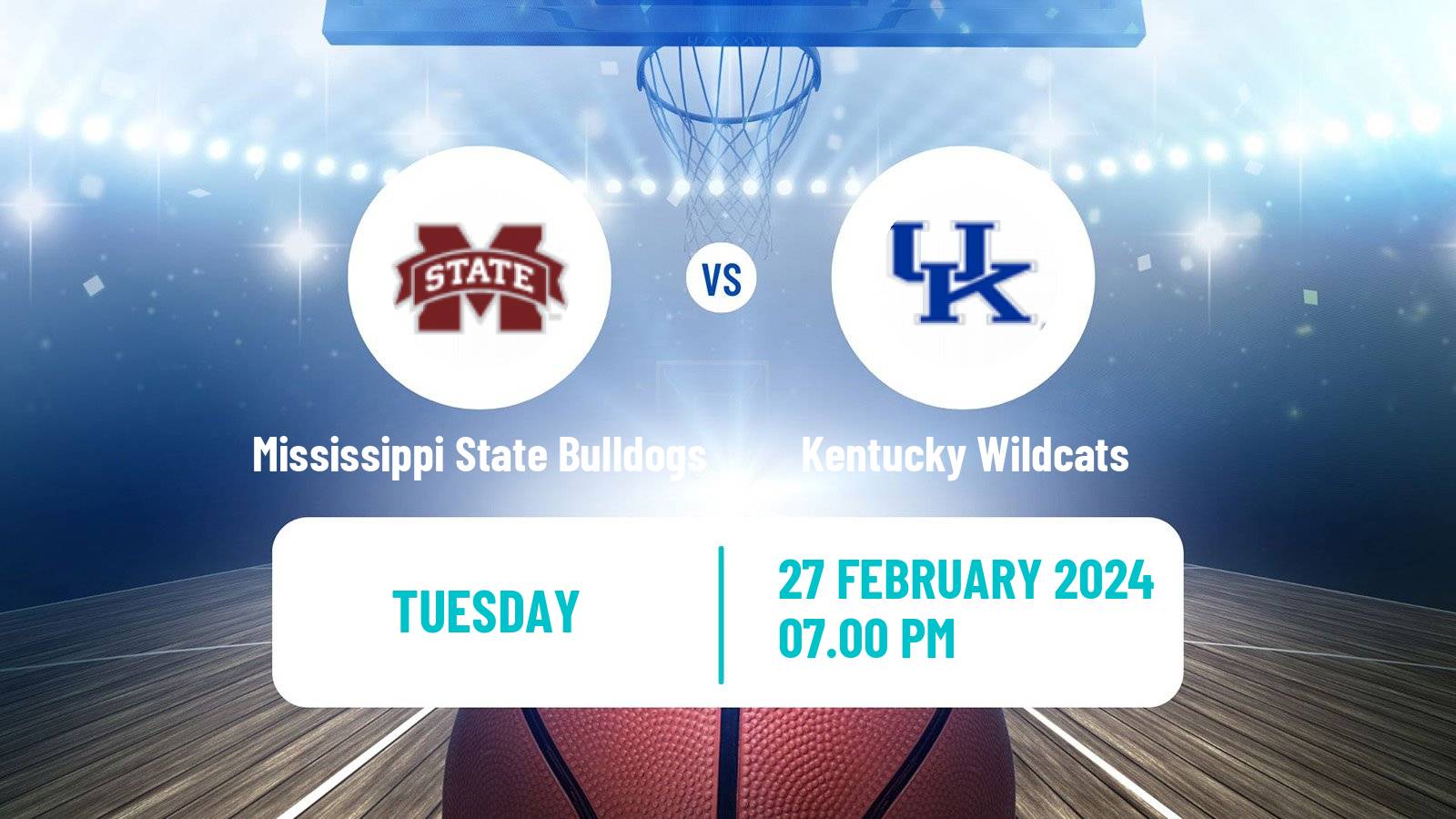 Basketball NCAA College Basketball Mississippi State Bulldogs - Kentucky Wildcats