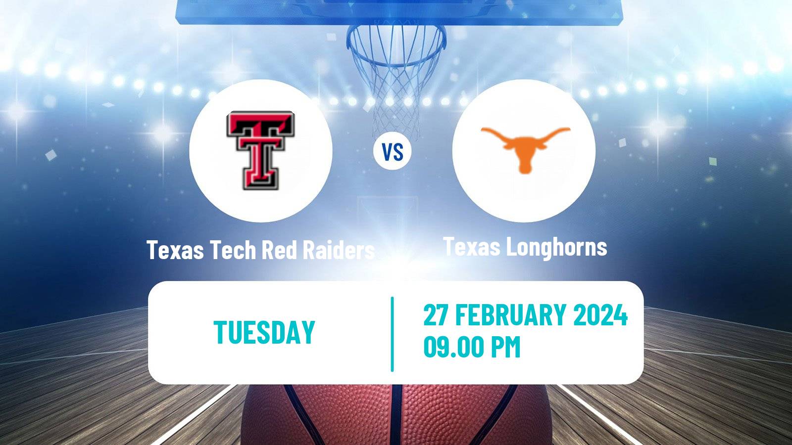 Basketball NCAA College Basketball Texas Tech Red Raiders - Texas Longhorns