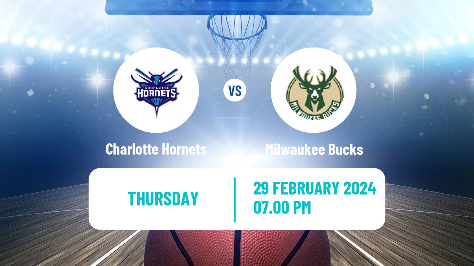 Basketball NBA Charlotte Hornets - Milwaukee Bucks