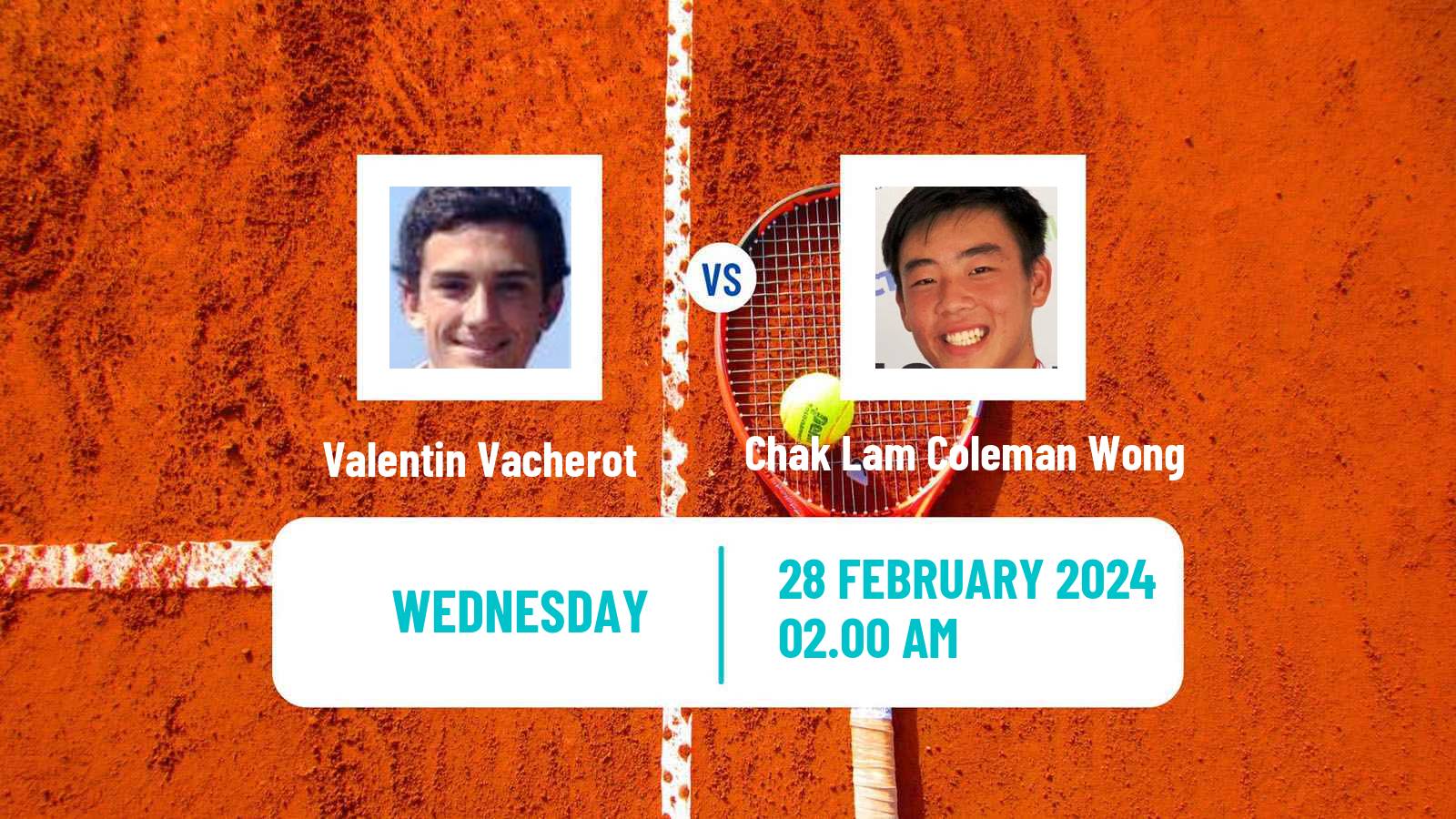 Tennis New Delhi Challenger Men Valentin Vacherot - Chak Lam Coleman Wong