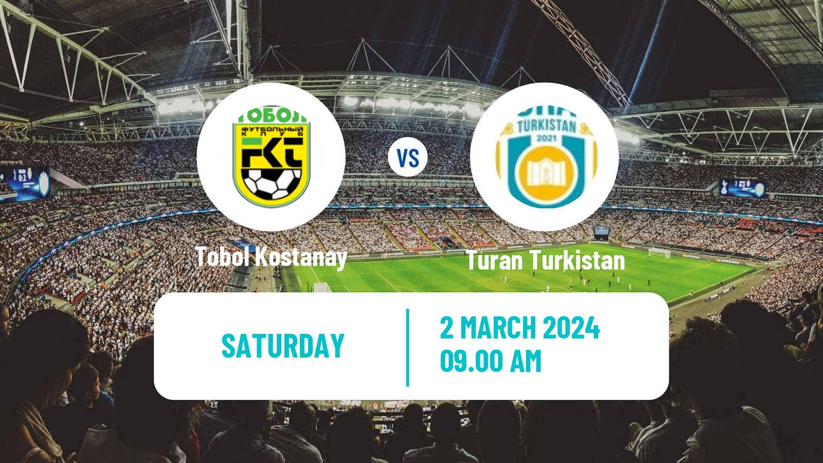 Soccer Kazakh Premier League Tobol Kostanay - Turan Turkistan