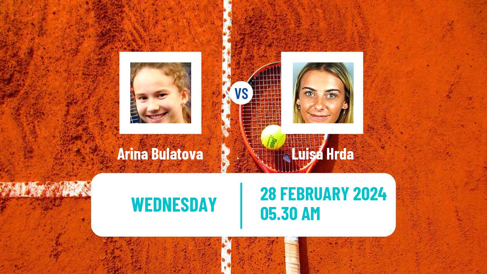 Tennis ITF W15 Monastir 7 Women Arina Bulatova - Luisa Hrda