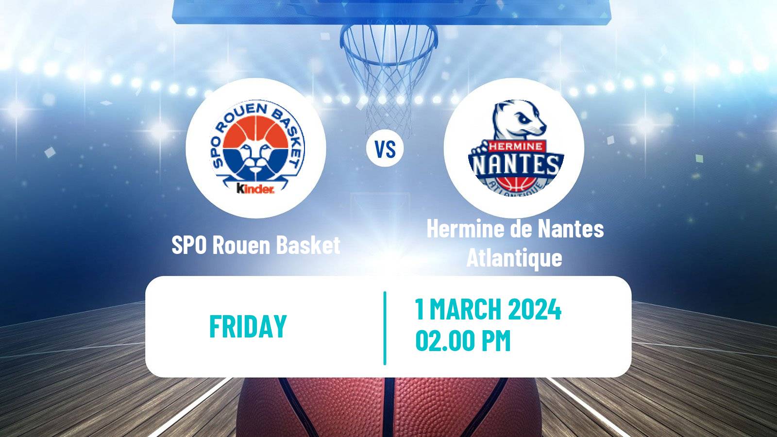 Basketball French LNB Pro B SPO Rouen Basket - Hermine de Nantes Atlantique