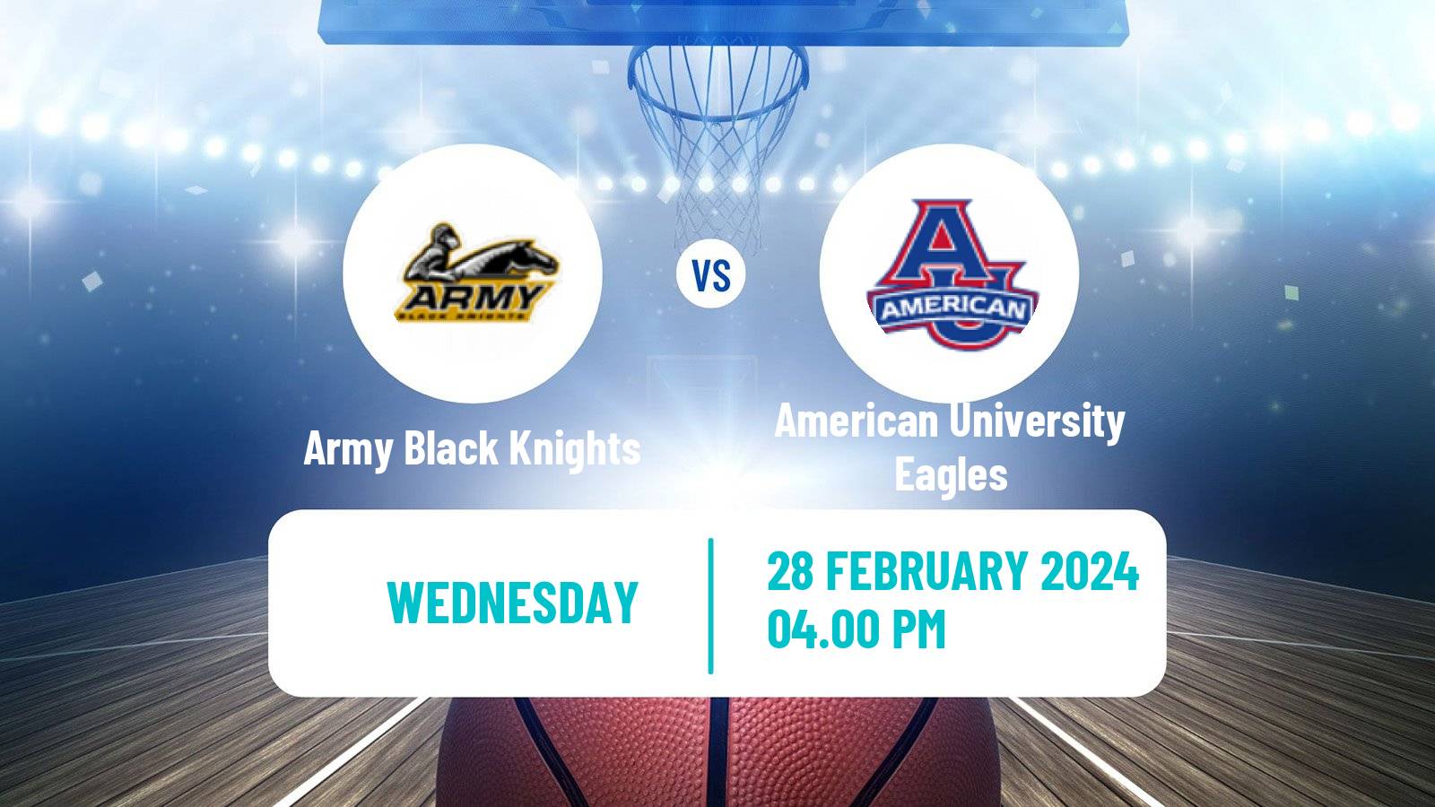 Basketball NCAA College Basketball Army Black Knights - American University Eagles