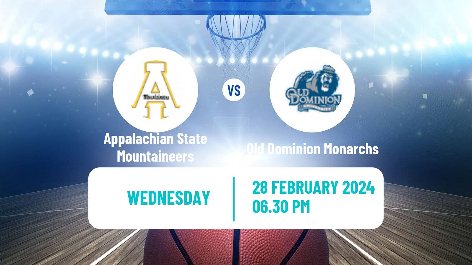 Basketball NCAA College Basketball Appalachian State Mountaineers - Old Dominion Monarchs