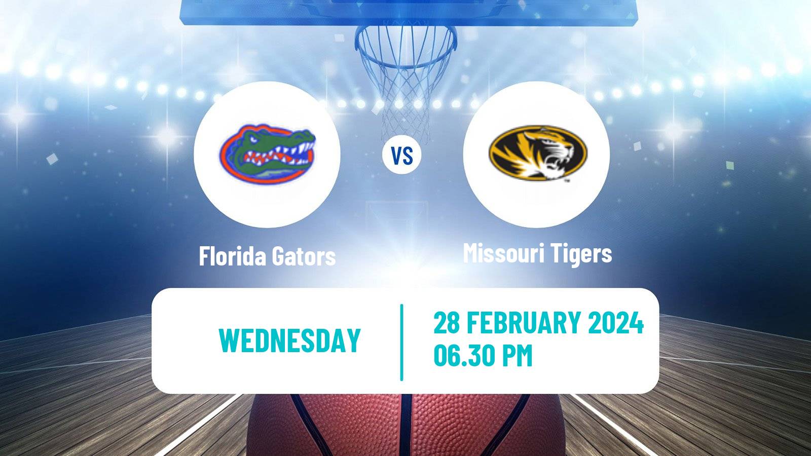 Basketball NCAA College Basketball Florida Gators - Missouri Tigers