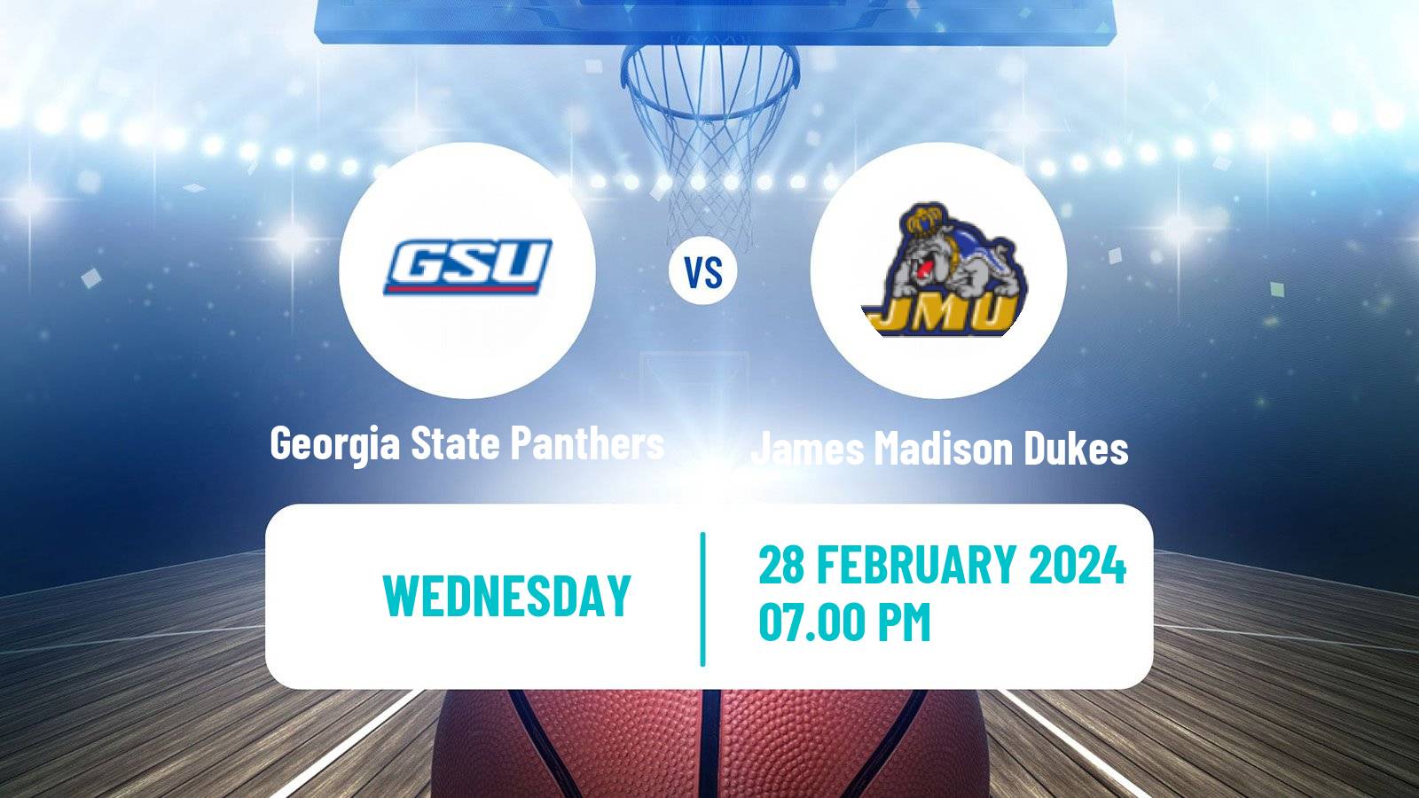 Basketball NCAA College Basketball Georgia State Panthers - James Madison Dukes