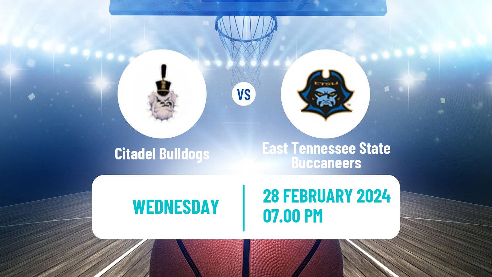 Basketball NCAA College Basketball Citadel Bulldogs - East Tennessee State Buccaneers