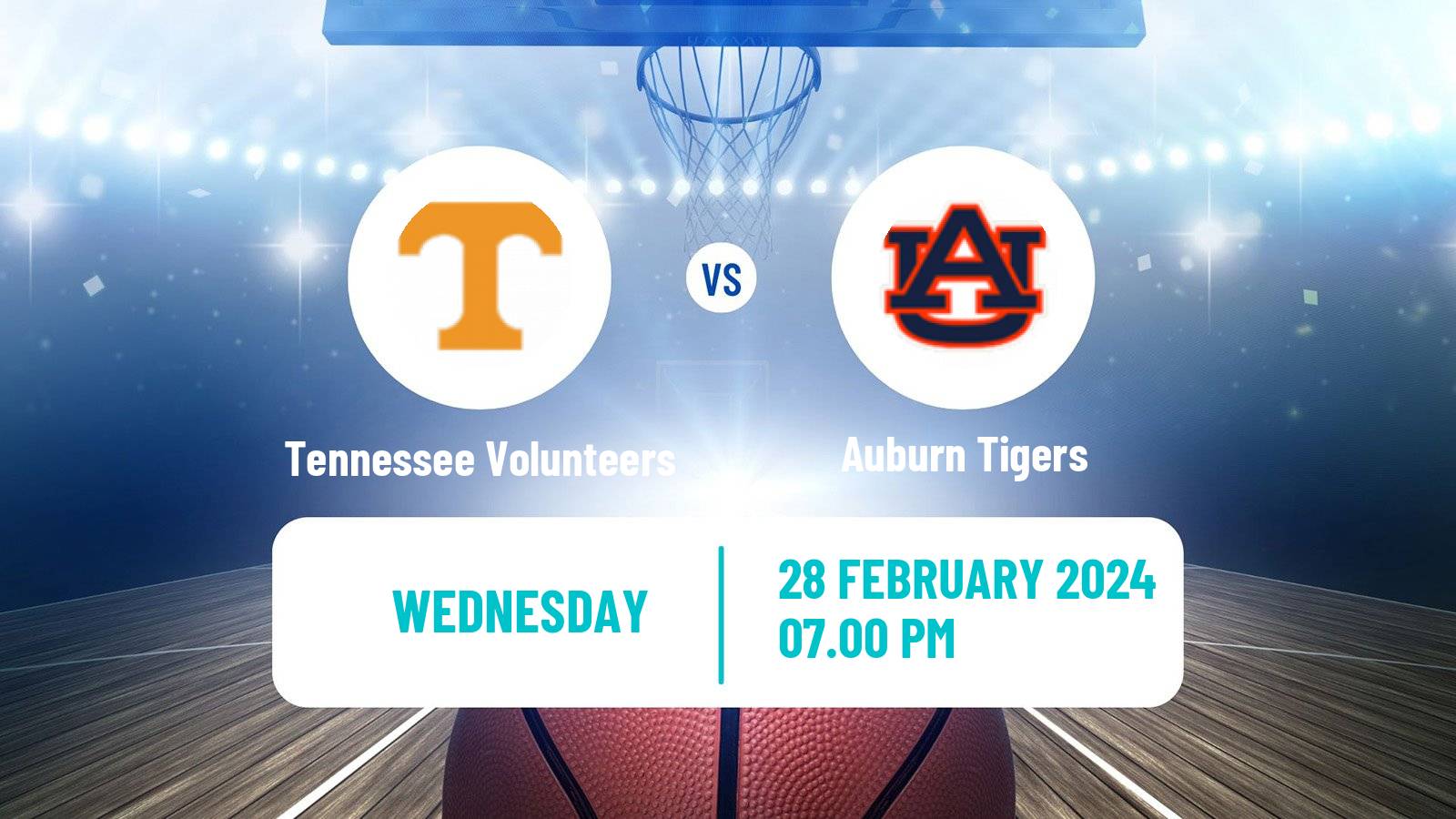 Basketball NCAA College Basketball Tennessee Volunteers - Auburn Tigers