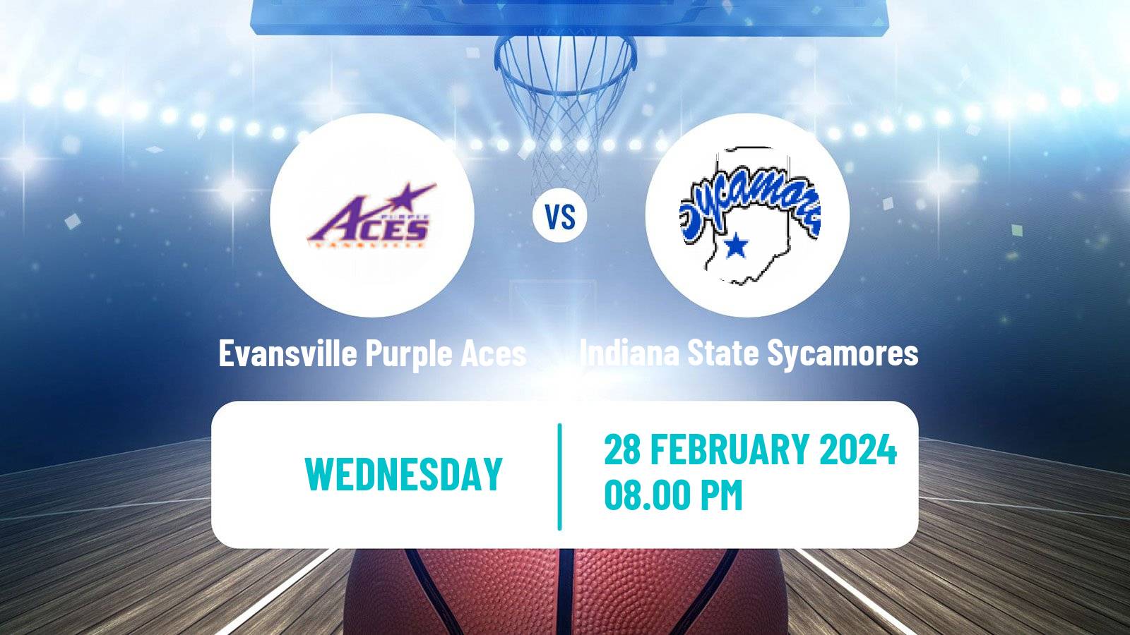 Basketball NCAA College Basketball Evansville Purple Aces - Indiana State Sycamores