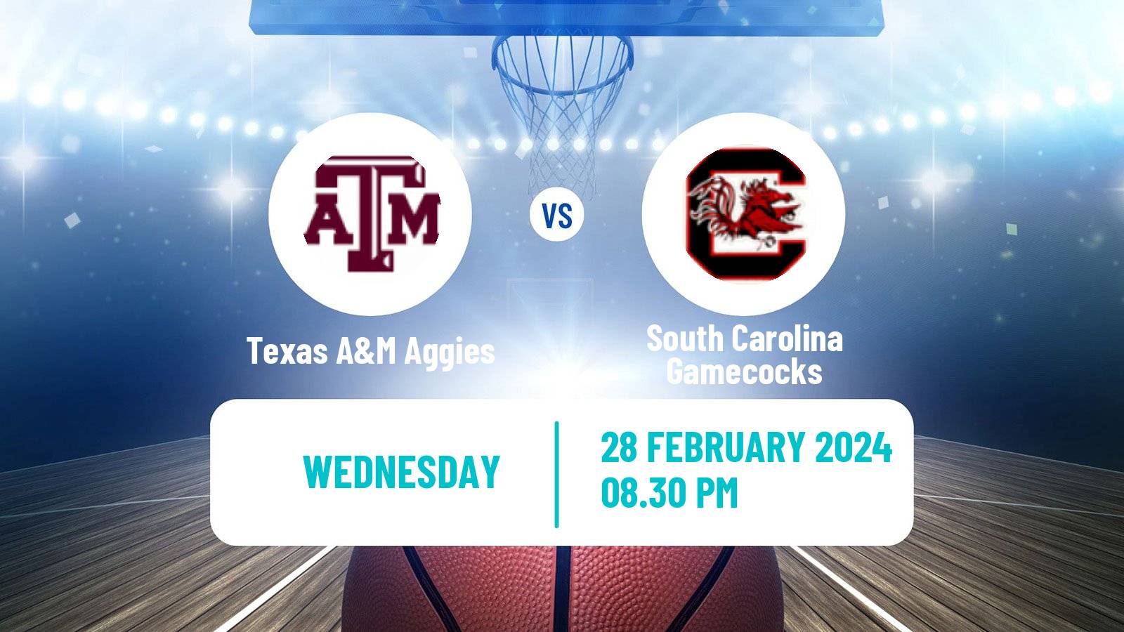 Basketball NCAA College Basketball Texas A&M Aggies - South Carolina Gamecocks