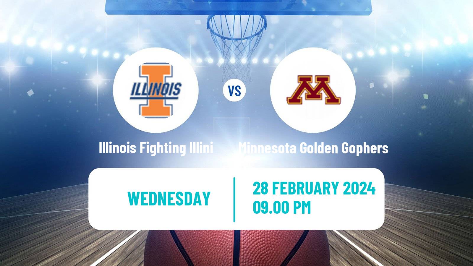 Basketball NCAA College Basketball Illinois Fighting Illini - Minnesota Golden Gophers