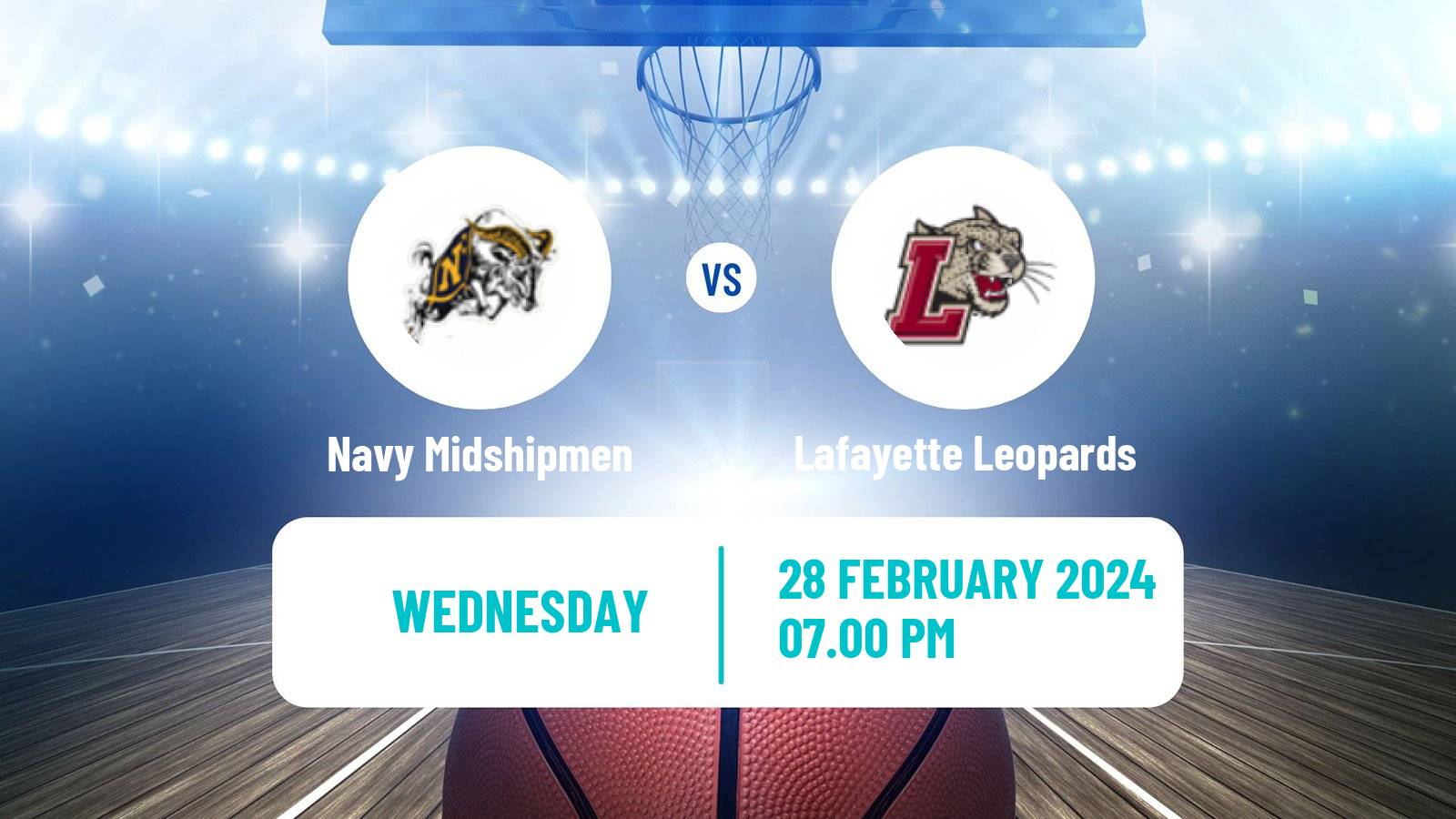 Basketball NCAA College Basketball Navy Midshipmen - Lafayette Leopards