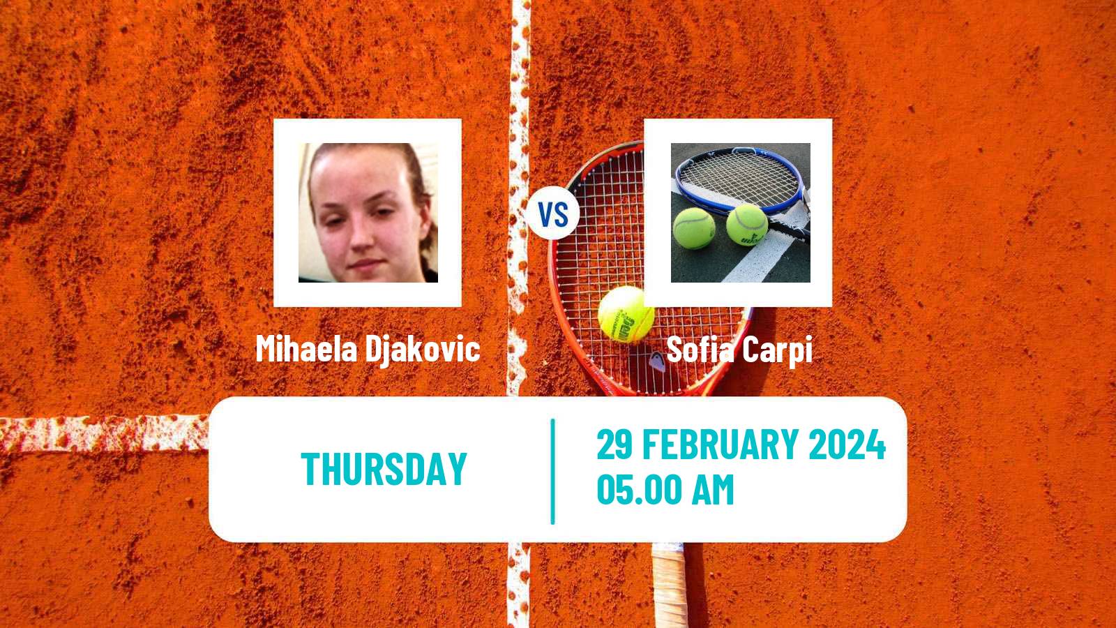 Tennis ITF W15 Manacor 3 Women Mihaela Djakovic - Sofia Carpi