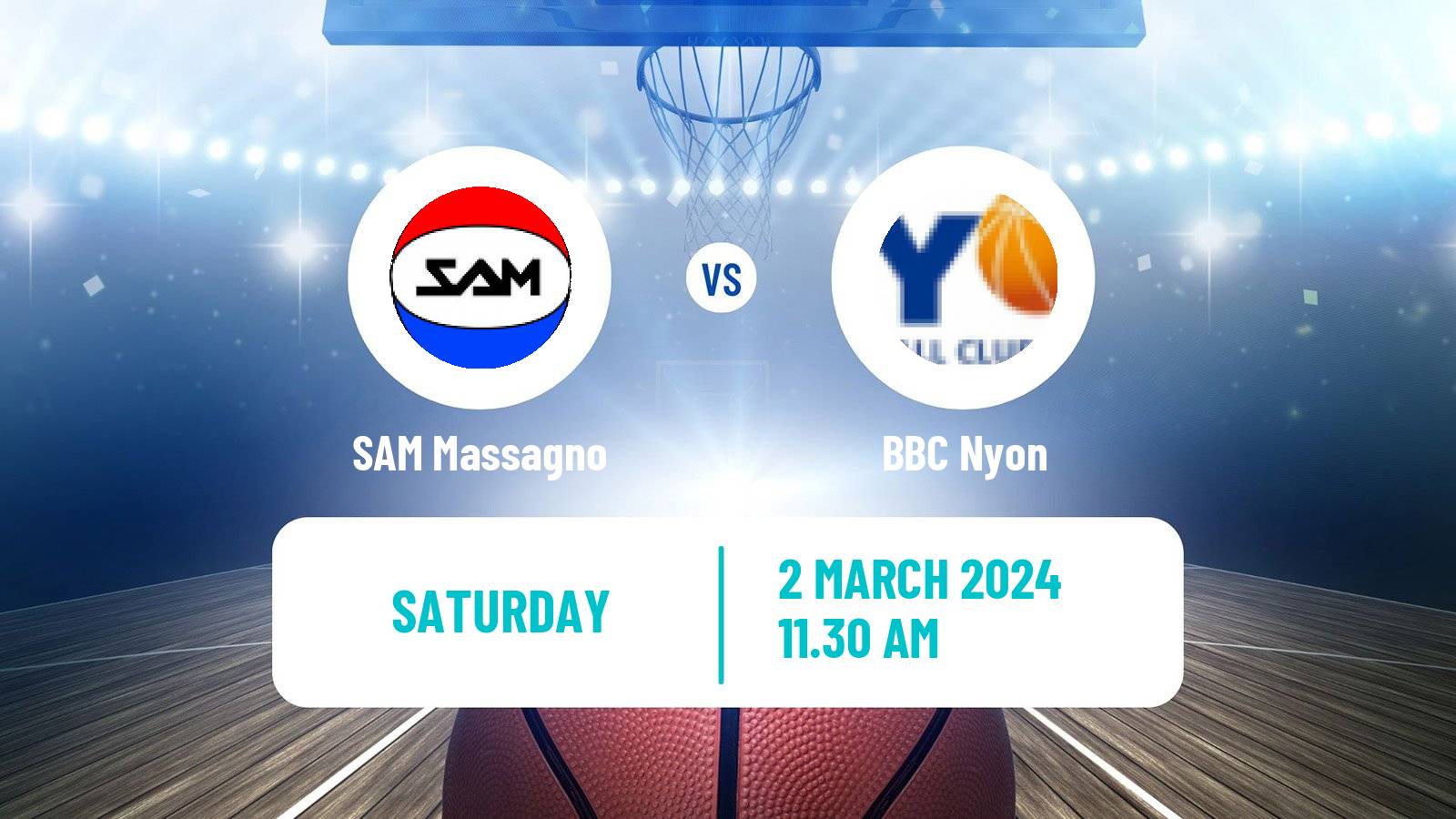 Basketball Swiss SB League Basketball SAM Massagno - BBC Nyon