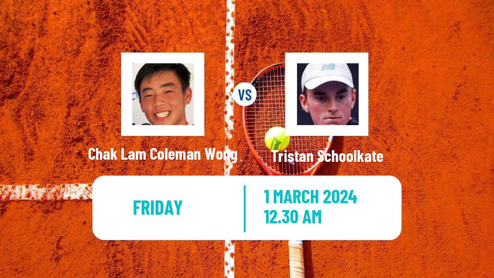 Tennis New Delhi Challenger Men Chak Lam Coleman Wong - Tristan Schoolkate