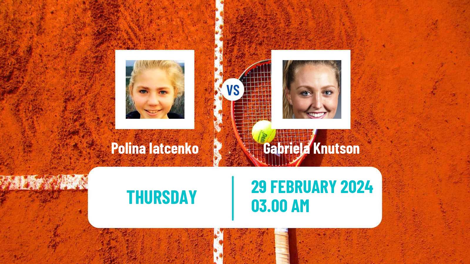 Tennis ITF W50 Pretoria 2 Women Polina Iatcenko - Gabriela Knutson